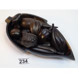 CARVED AFRICAN ROSEWOOD BOWL WITH FRUIT