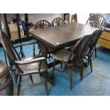 EXTENDING DINING TABLE + 4 CHAIRS & 2 CARVERS