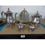 PLATED COFFEE SET + SERVING DISH WITH DOMED LID