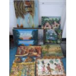 QUANTITY OF ETHNIC OIL PAINTINGS