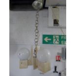 RETRO 3 BRANCH CEILING LIGHT WITH GLASS GLOBES