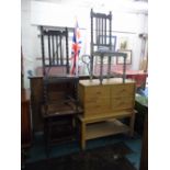 2 TIER SIDE TABLE, 2 CHAIRS & COFFEE TABLE