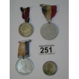 3 COMMEMORATIVE MEDALS + 1926 1/2 CROWN