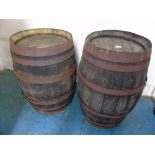 2 VINTAGE FRENCH WOODEN BARRELS