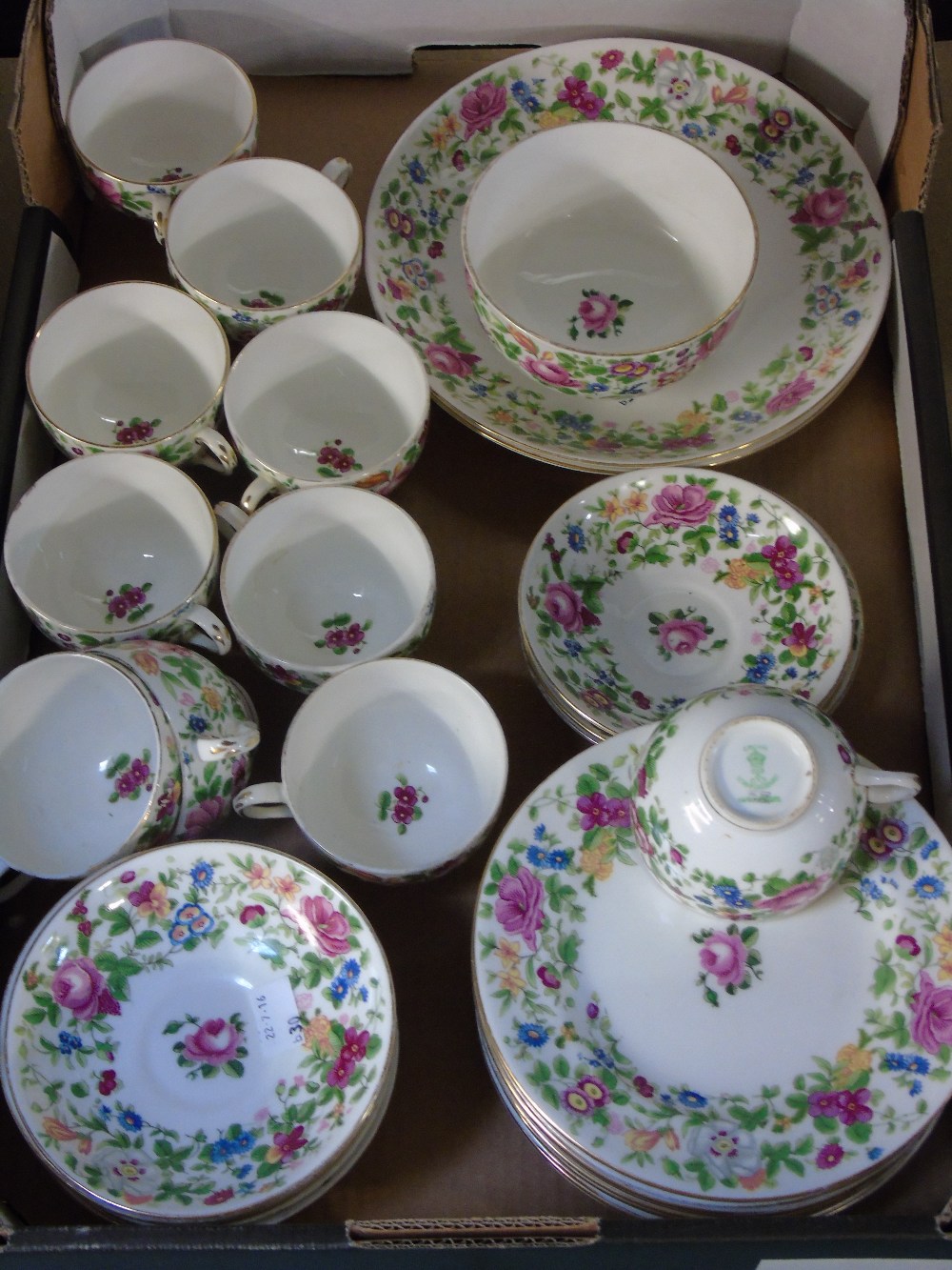 CROWN STAFFORD CUPS, SAUCERS & TEA PLATES