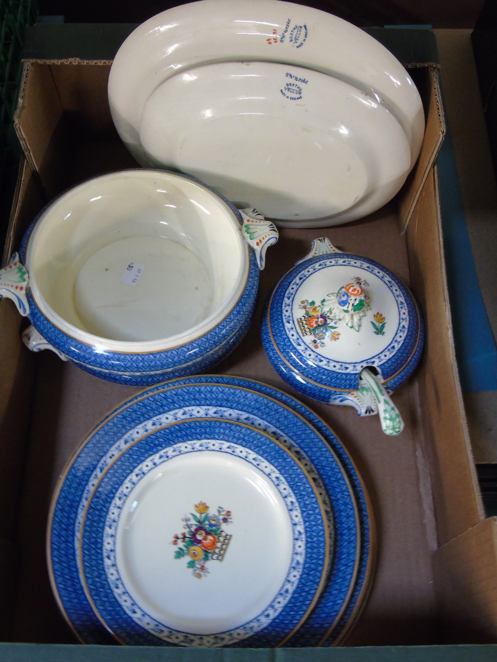 BOOTHS' CHINA 'VELUM' PATTERN PLATES & TUREENS