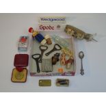 BOX OF ITEMS INCLUDING, KOJAK BELT, ROLEX SPOON &