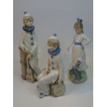 NAO FIGURE OF A GIRL WITH A DOG + 2 OTHERS