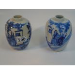 2 CHINESE BLUE & WHITE GINGER JARS