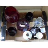 BOX OF MIXED GLASS & CERAMICS