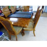 ITALIAN DINING TABLE WITH 2 EXTRA LEAVES & 6 MATCHING CHAIRS