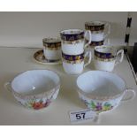 ROYAL WORCESTER COFFEE SET, (ONE A/F), 2 DRESDEN TEA CUPS