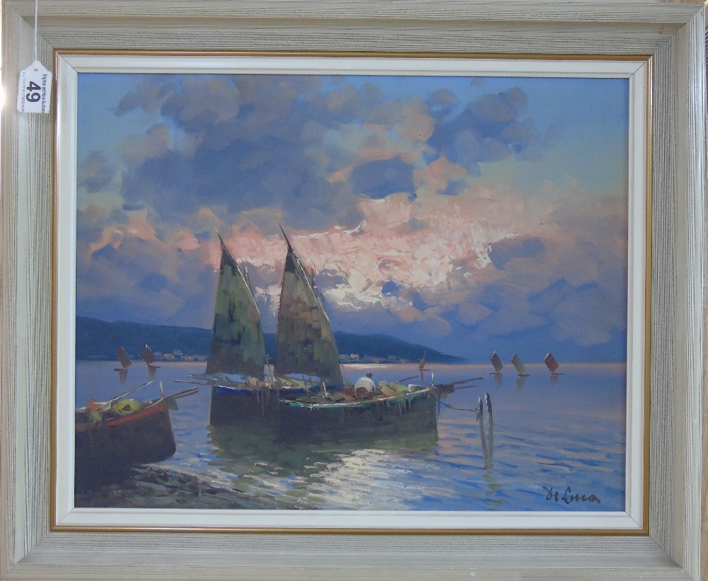 NAUTICAL OIL PAINTING SIGNED DELUCA, POSSIBLY LUIGI DELUCA