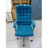 SWIVEL OFFICE CHAIR IN TURQUIOSE FABRIC