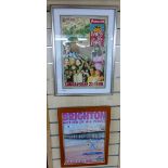 2 FRAMED ADVERTISING PRINTS FOR 1999 'PARTY IN THE PARK' & 'BRIGHTON MOTHER OF ALL PRIDE'