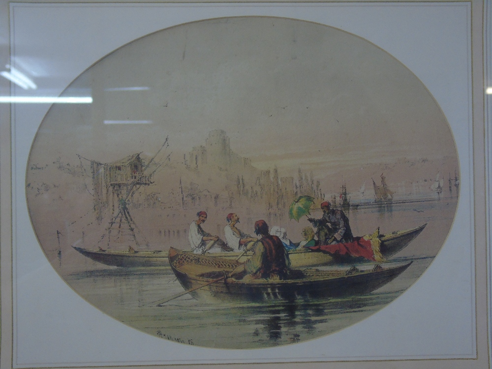 TURN OF THE CENTURY PRINT IN OVAL MOUNT - Image 3 of 3