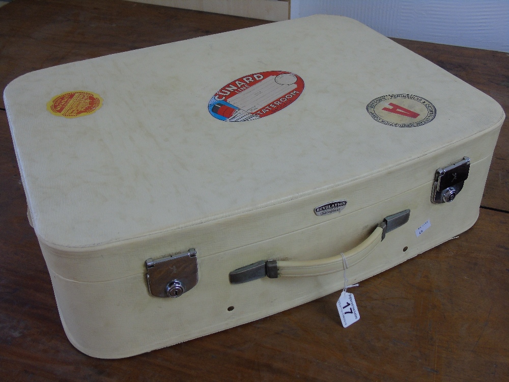 1960s REVELATION SUITCASE WITH TRAVEL/HOTEL LABELS