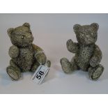 2 WHITE METAL TEDDY FIGURES