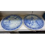 2 LARGE CONTINENTAL BLUE & WHITE PLATES