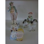 NUREMBERG FIGURE, A/F, BISQUE GIRL & DOG + ROYAL ALBERT MOUSE FIGURE