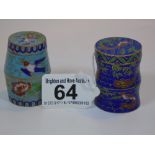 2 CLOISONNE LIDDED POTS