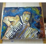 OIL ON CANVAS 'ACCORDIANIST'