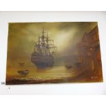 OIL ON CANVAS OF SAILING SHIPS, SIGNED GLENN