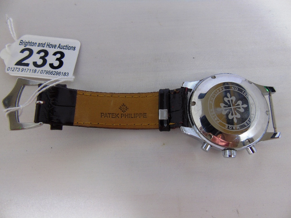 PATEK PHILIPPE STYLE SWISS WATCH, MARKED GENEVE NO 168, STRAP A/F