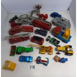 COLLECTION OF TOYS INCLUDING DINKY AND MATCHBOX AND LESNEY