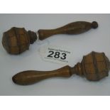 PAIR OF VICTORIAN WOODEN SKIPPING ROPE HANDLES