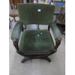 VICTORIAN X FRAME UPHOLSTERED ARMCHAIR