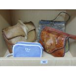 3 ANIMAL SKIN BAGS, RED ALLIGATOR, SNAKESKIN & SPRINGBOK