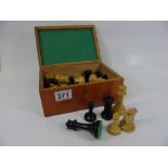 BOX OF STAUNTON STYLE CHESS PIECES, 2 PIECES A/F