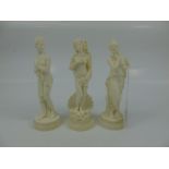 3 X ITALIAN ALABASTER FIGURES OF LADIES BY A GIANNELLI