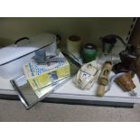 KITCHENALIA, INCLUDING FISH STEAMER & MIRRORED TRAY