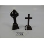 IRISH BOG OAK CELTIC CROSS & 1 OTHER