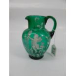 MARY GREGORY GREEN GLASS JUG
