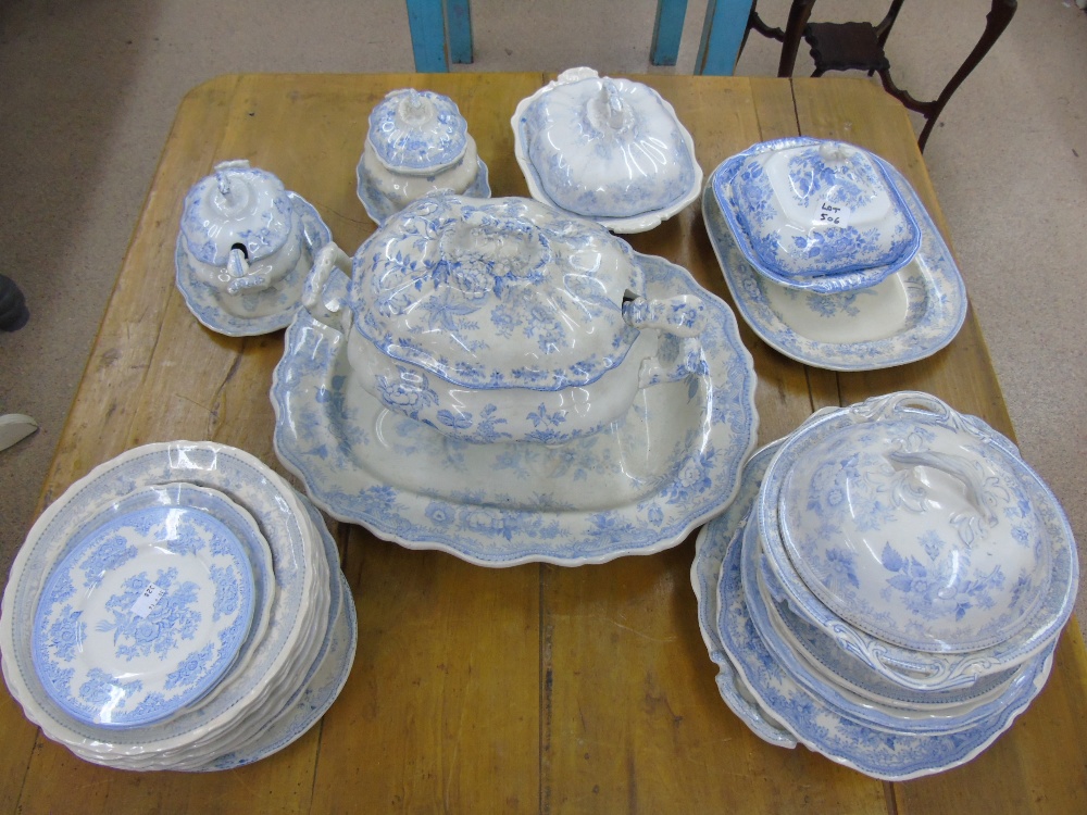 VICTORIAN BLUE & WHITE PART DINNER SERVICE