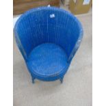 BLUE PAINTED WICKER CHAIR