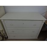 VICTORIAN PAINTED PINE CHEST OF 3 DRAWERS