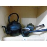 LARGE VINTAGE KETTLE & 2 PANS