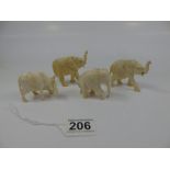 3 IVORY ELEPHANTS & IVORY COW