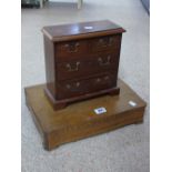 ART DECO OAK CUTLERY BOX & OAK MINIATURE CHEST OF DRAWERS