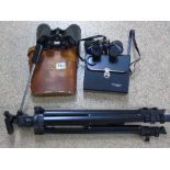 2 PAIRS OF BINOCULARS & TRIPOD