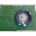 FRENCH ROULETTE WHEEL & H.P.G & SONS, OIL CLOTH TABLE COVER