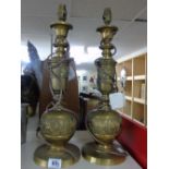 2 HEAVY BRASS TABLE LAMPS