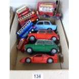 BOX OF VEHICLES INCLUDING MINI CARS & BUSES