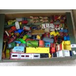 BOX OF TOY VEHICLES INCLUDING CORGI & DINKY