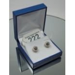 9CT GOLD DIAMOND & SAPPHIRE EARRINGS