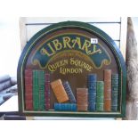 OVAL TOPPED 'LIBRARY' SIGN